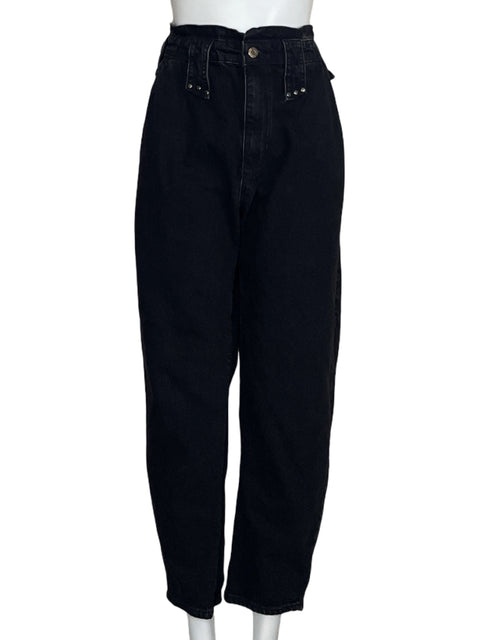 Pantalón Zara Denim Tachas Negro-Talla 10
