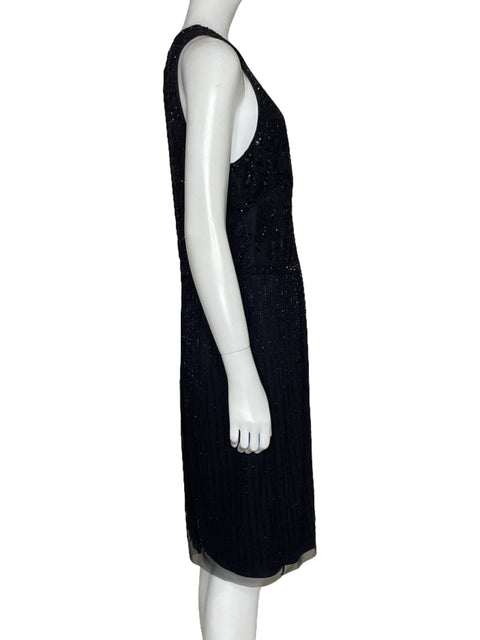 Vestido Adrianna Papell Brillante Negro - Talla 12