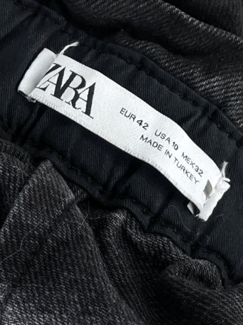 Pantalón Zara Denim Tachas Negro-Talla 10