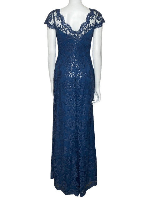 Vestido Tadashi Shoji Maxi Lentejuelas Azul-Talla 0