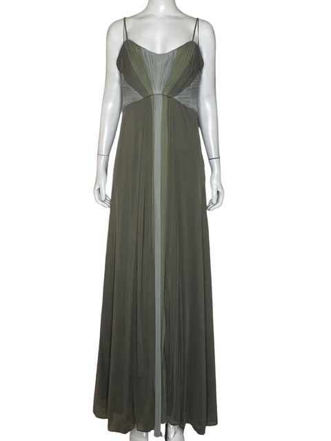 Vestido Alex Evenings Maxi Drapeado Verde - Talla 14