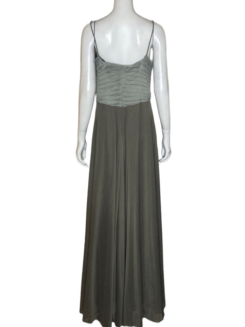Vestido Alex Evenings Maxi Drapeado Verde - Talla 14