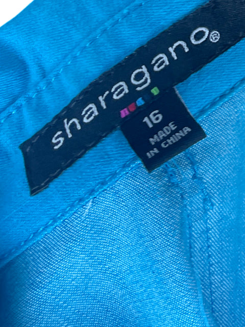 Vestido Sharagano Mangas Corta Azul - Talla 16