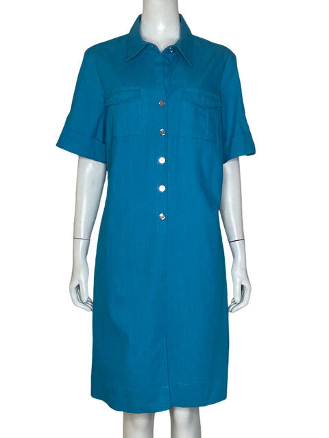 Vestido Sharagano Mangas Corta Azul - Talla 16