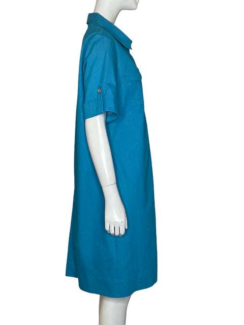 Vestido Sharagano Mangas Corta Azul - Talla 16