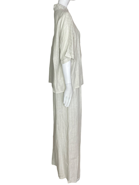 Set Puro Lino Manga Corta Beige- Talla M