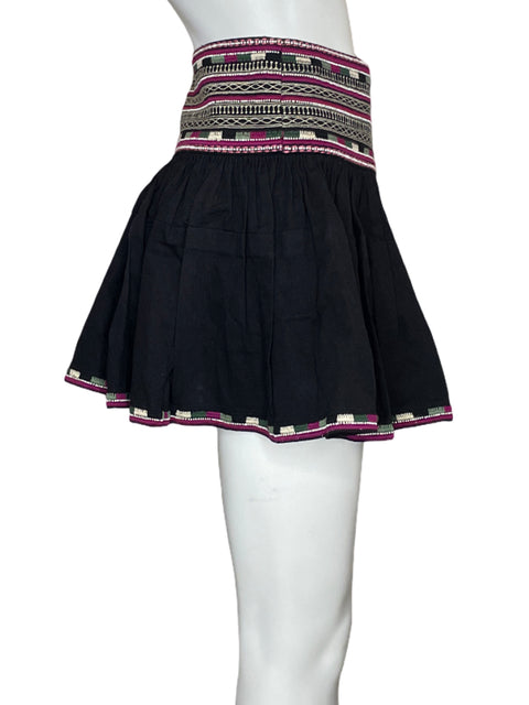 Falda Isabel Marant Mini Plisada Negro-Talla U
