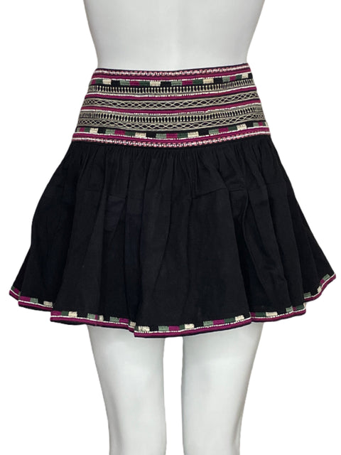 Falda Isabel Marant Mini Plisada Negro-Talla U