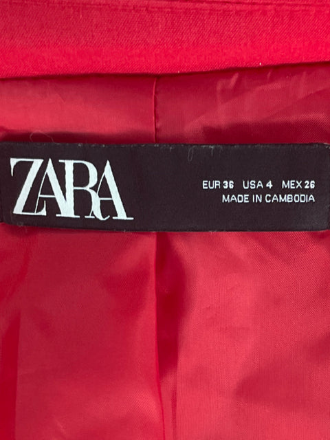 Set Zara Blazer+Pantalon Bolsillo Rojo-Talla 4