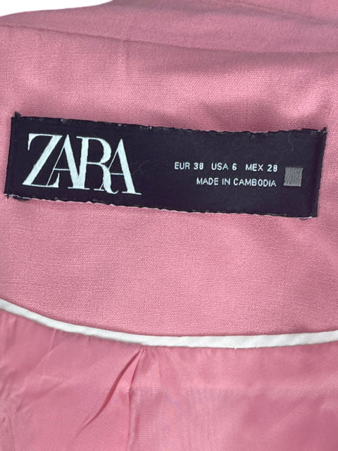 Set Zara Blazer+Pantalon Boton Rosado-Talla 6