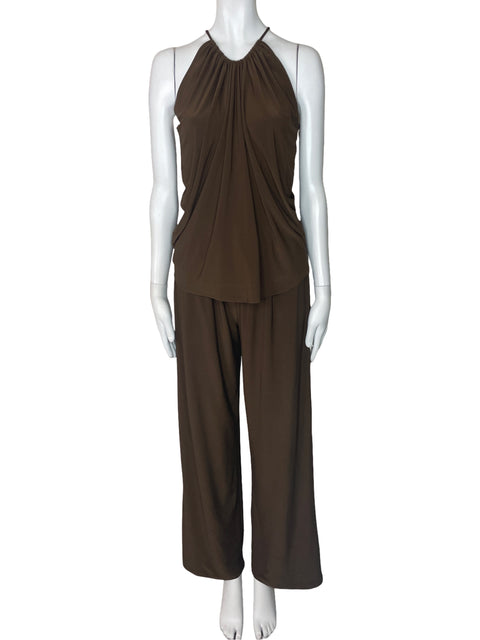 Set Zara Halter Fluido Marron-Talla XS