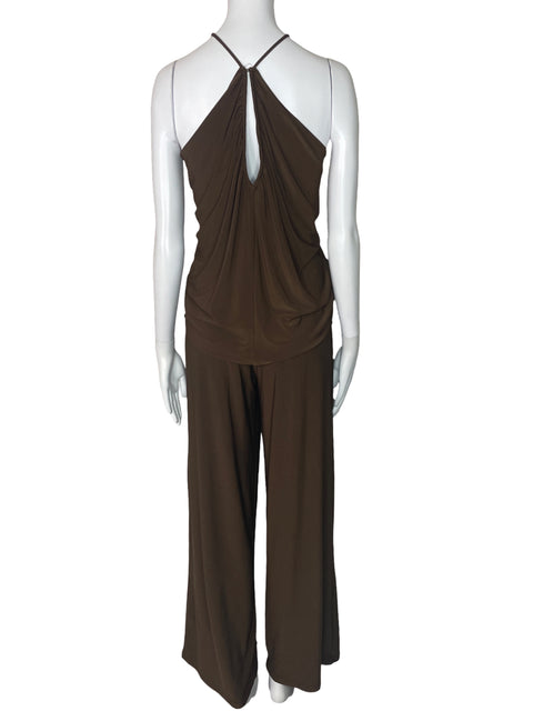 Set Zara Halter Fluido Marron-Talla XS