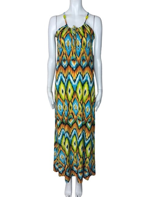 Vestido Dereck Heart Halter Estampado Azul-Talla S