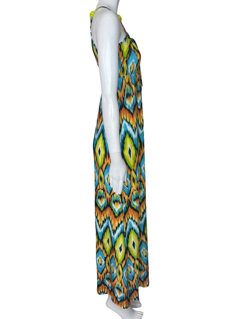 Vestido Dereck Heart Halter Estampado Azul-Talla S