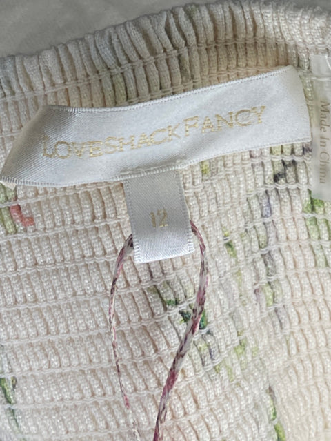 Top LoveShackFancy Tiras Floral Beige-Talla 12