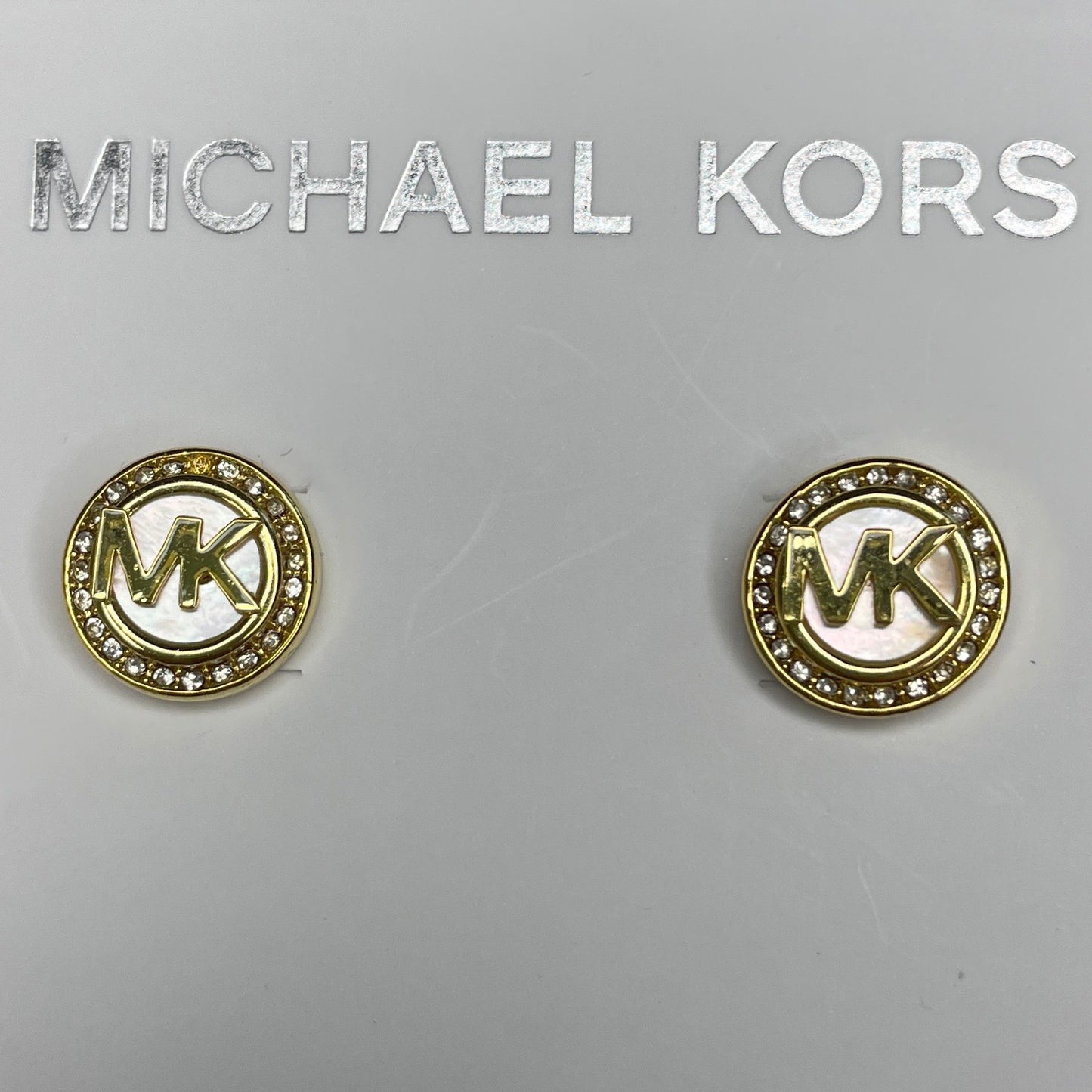 Aretes Michael Kors Redondos Pedrería Dorado-
Talla U