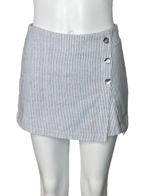 Faldashort Zara Rayas Brillante Blanco-Talla XS