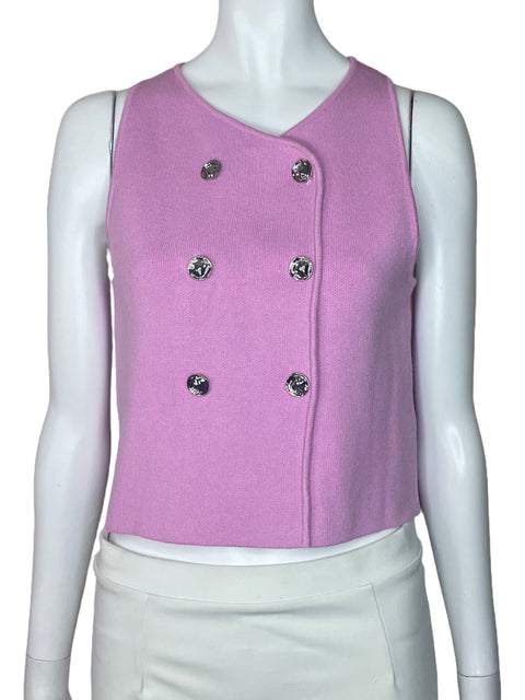 Top Zara Botones Punto Rosado-Talla XS