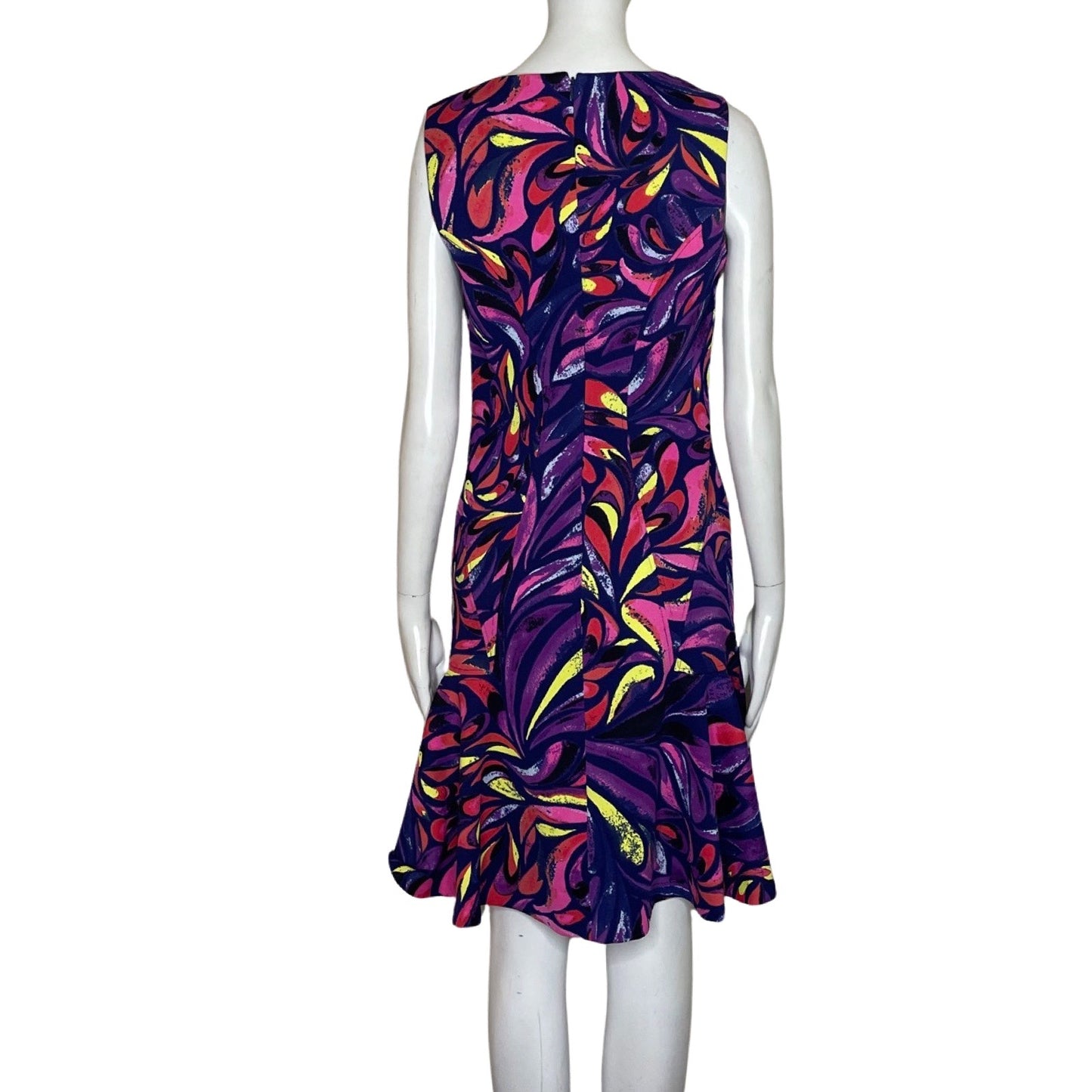 Vestido Donna Morgan Hojas Cuello V Azul-Talla 2