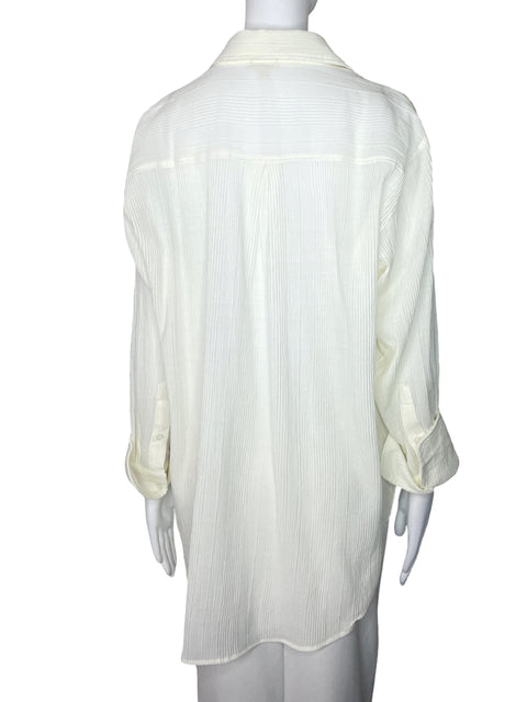 Camisa En Creme Crinkle Bolsillo Blanco-Talla S