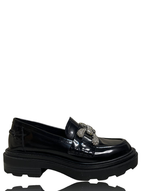 Calzado Uterque Loafer Track Strass Negro-Talla 37