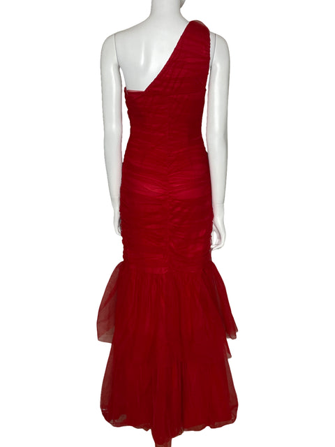 Vestido Tesoro TPS Drapeado One Shoulder Rojo-Talla M