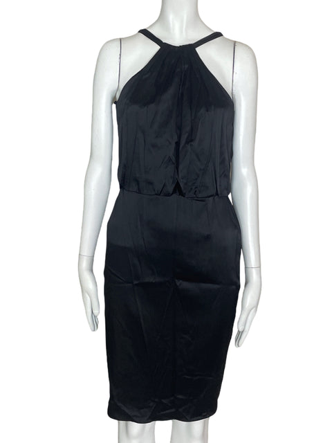 Vestido David Meister Plizado Negro- Talla 2