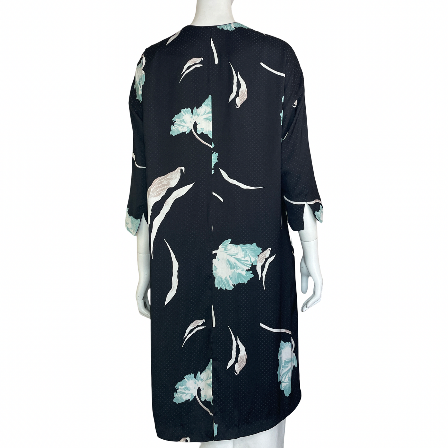 Kimono 1.STATE Floral Bolsillos Negro-Talla XS