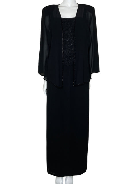 Vestido Aspeed Piedras Con Cardigan Negro-Talla XL