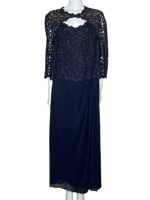 Vestido Alex Maxi Encaje Azul-Talla 18