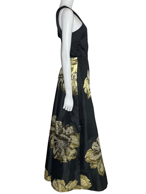 Vestido Tahari Maxi Floral Negro-Talla 8