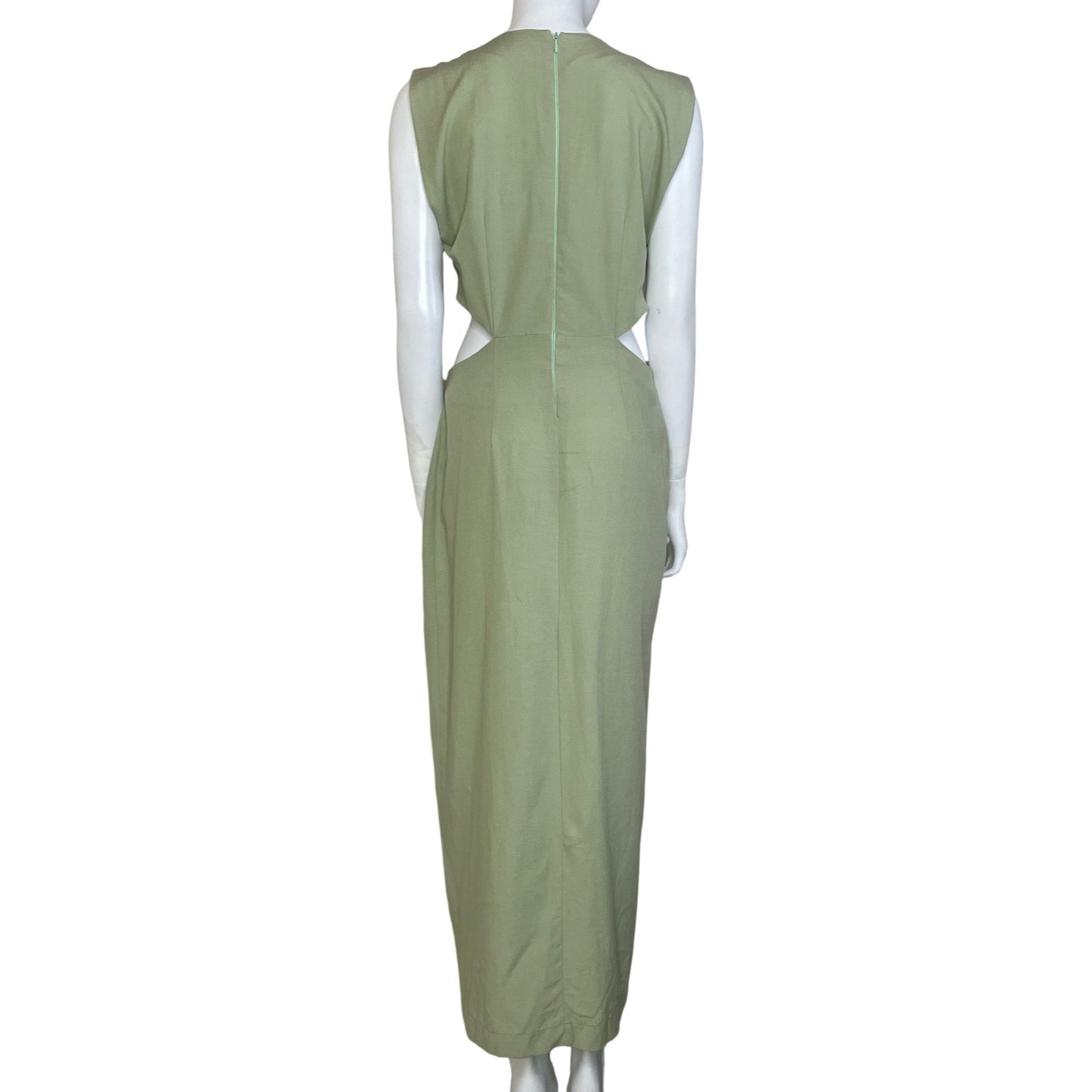 Vestido Zara Lino Cut Off Verde-Talla M