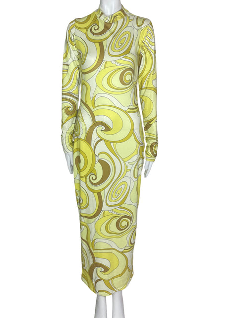Vestido Aced It Estampado Amarillo- Talla M