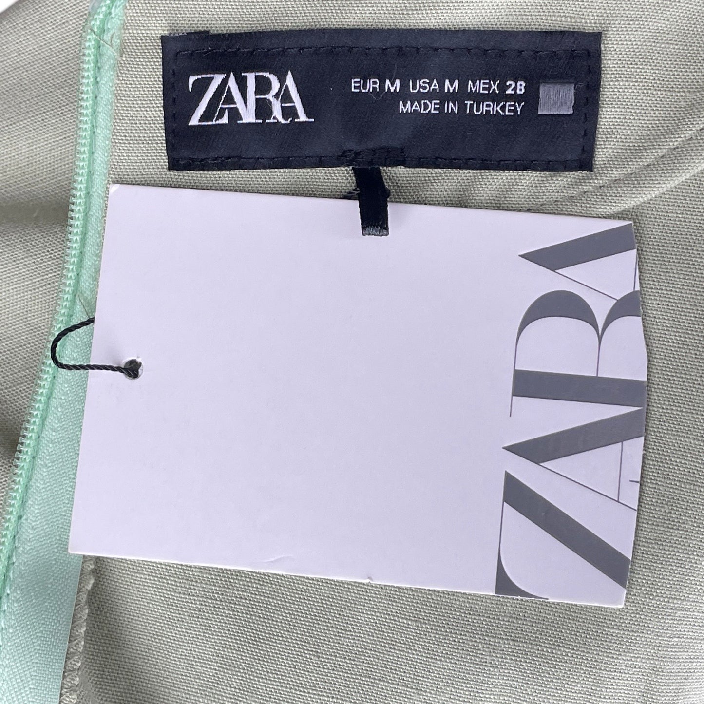 Vestido Zara Lino Cut Off Verde-Talla M