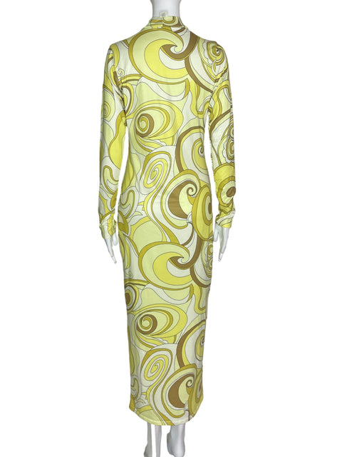 Vestido Aced It Estampado Amarillo- Talla M
