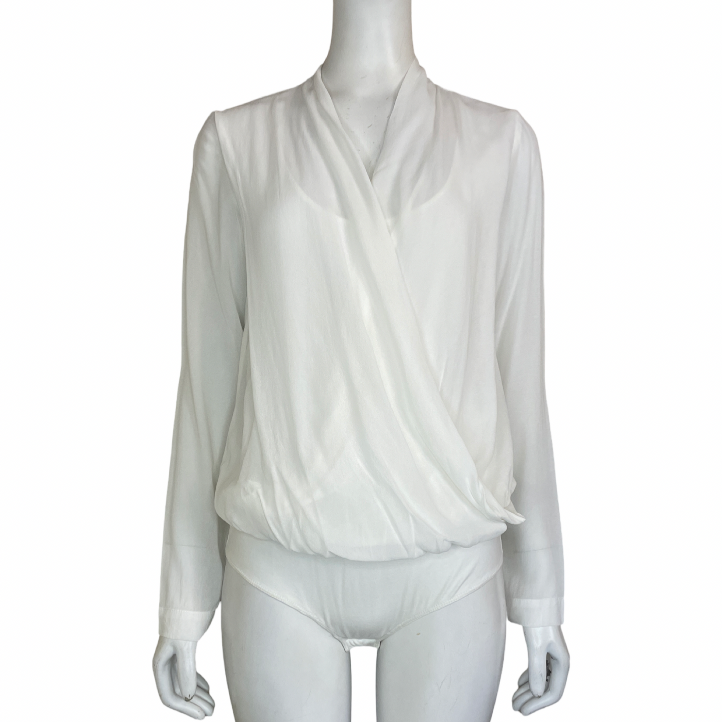 Body Massimo Dutti Cuello V Cruzado Blanco -Talla XS