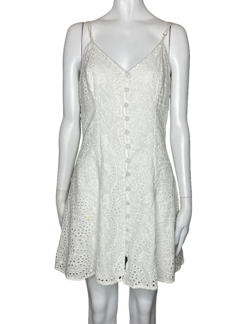 Vestido Studio F Troquelado Botones Blanco-Talla 8