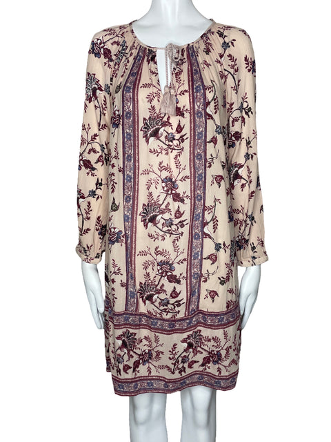Vestido Lucky Brand Estampado Mangas Rosado-Talla S