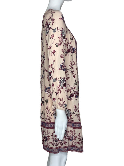 Vestido Lucky Brand Estampado Mangas Rosado-Talla S