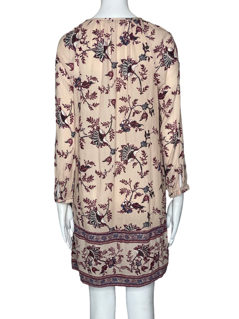 Vestido Lucky Brand Estampado Mangas Rosado-Talla S