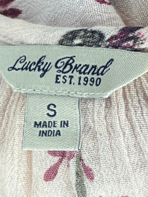 Vestido Lucky Brand Estampado Mangas Rosado-Talla S