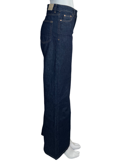 Pantalónn Zara High Waist Recto Azul-Talla 2