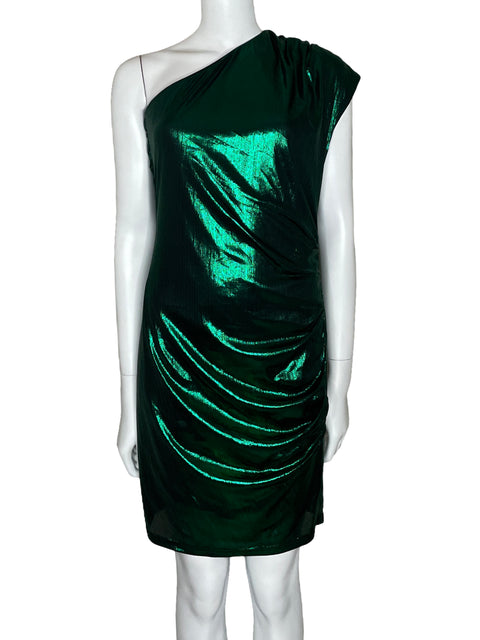 Vestido Grace Karin Metálico One Shoulder Verde-Talla M