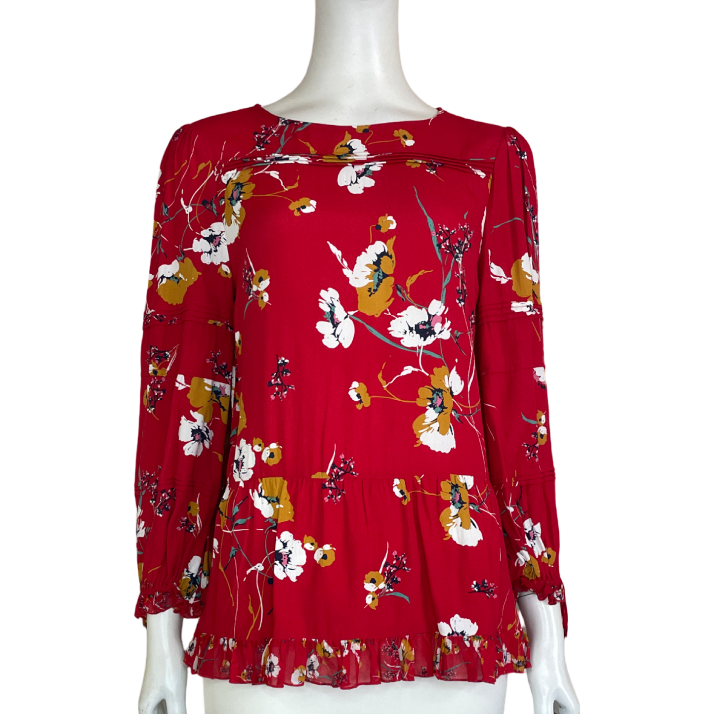 Blusa Massimo Dutti Floral  Rojo-Talla 6