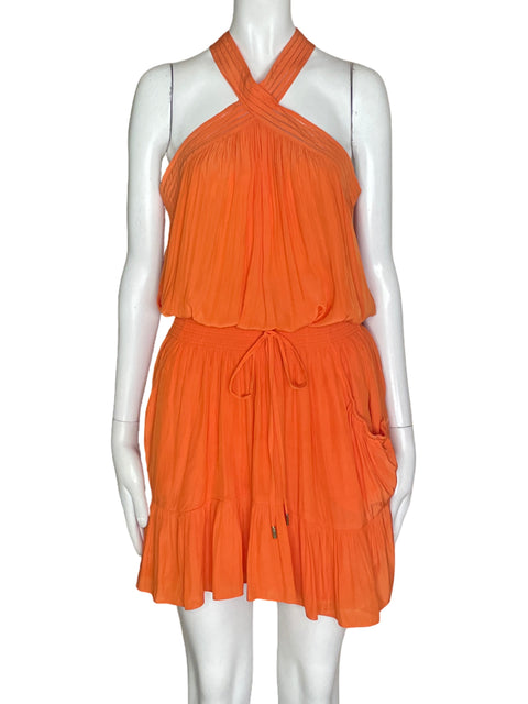 Vestido Ramy Brook Crep Atado Naranja- Talla M
