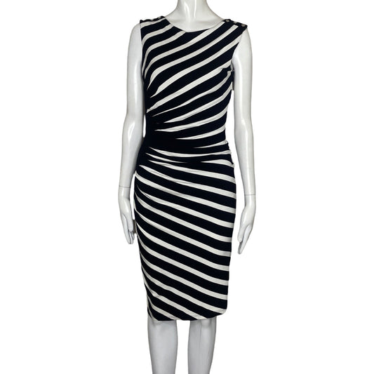 Vestido White House Black Market Rayas Blanco-Talla 2