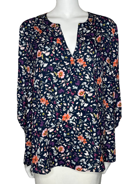 Blusa Danielrainn Floral Manga Larga Azul-Talla XXL