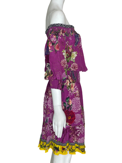 Vestido Camilla Off Shoulder Estampado Morado- Talla M