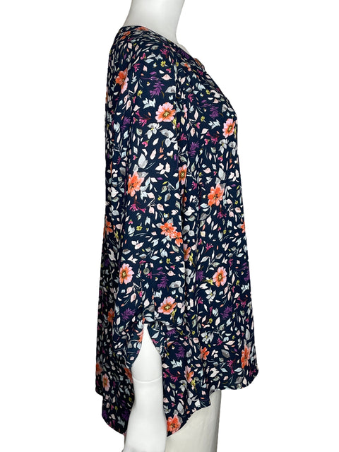 Blusa Danielrainn Floral Manga Larga Azul-Talla XXL