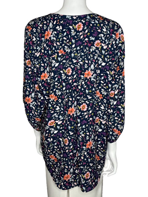 Blusa Danielrainn Floral Manga Larga Azul-Talla XXL